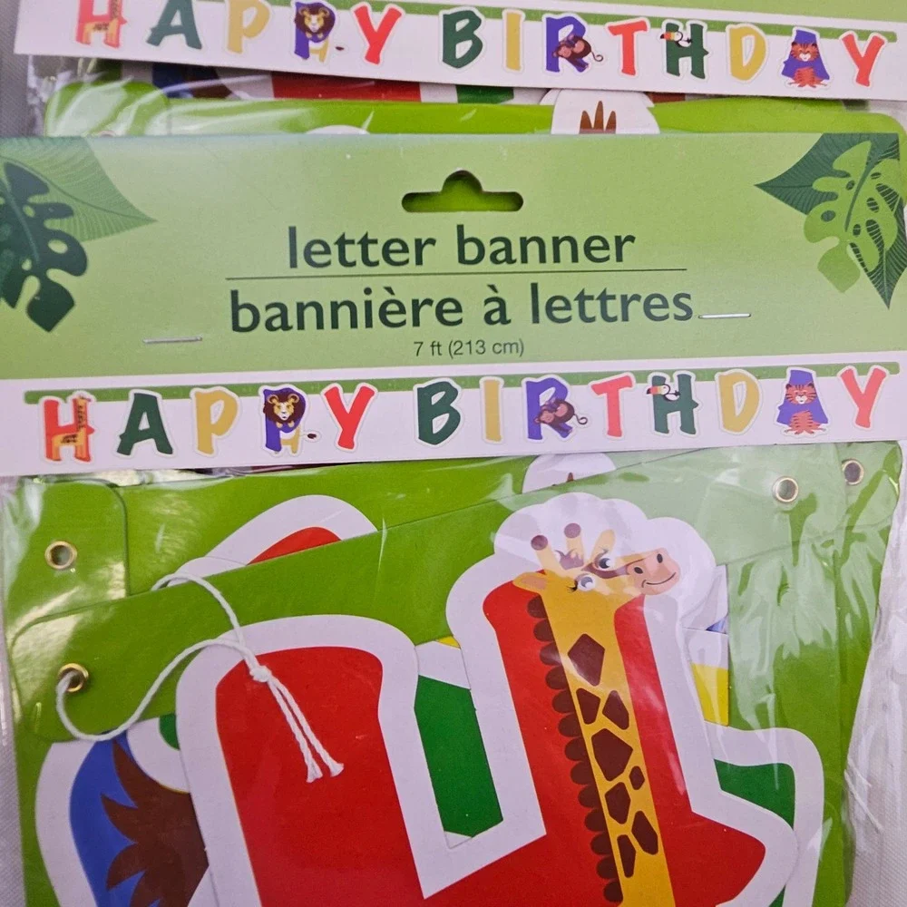 21pc Safari Jungle Letter Banner Lot Lets Get Wild Happy Birthday 7ft Greenbrier